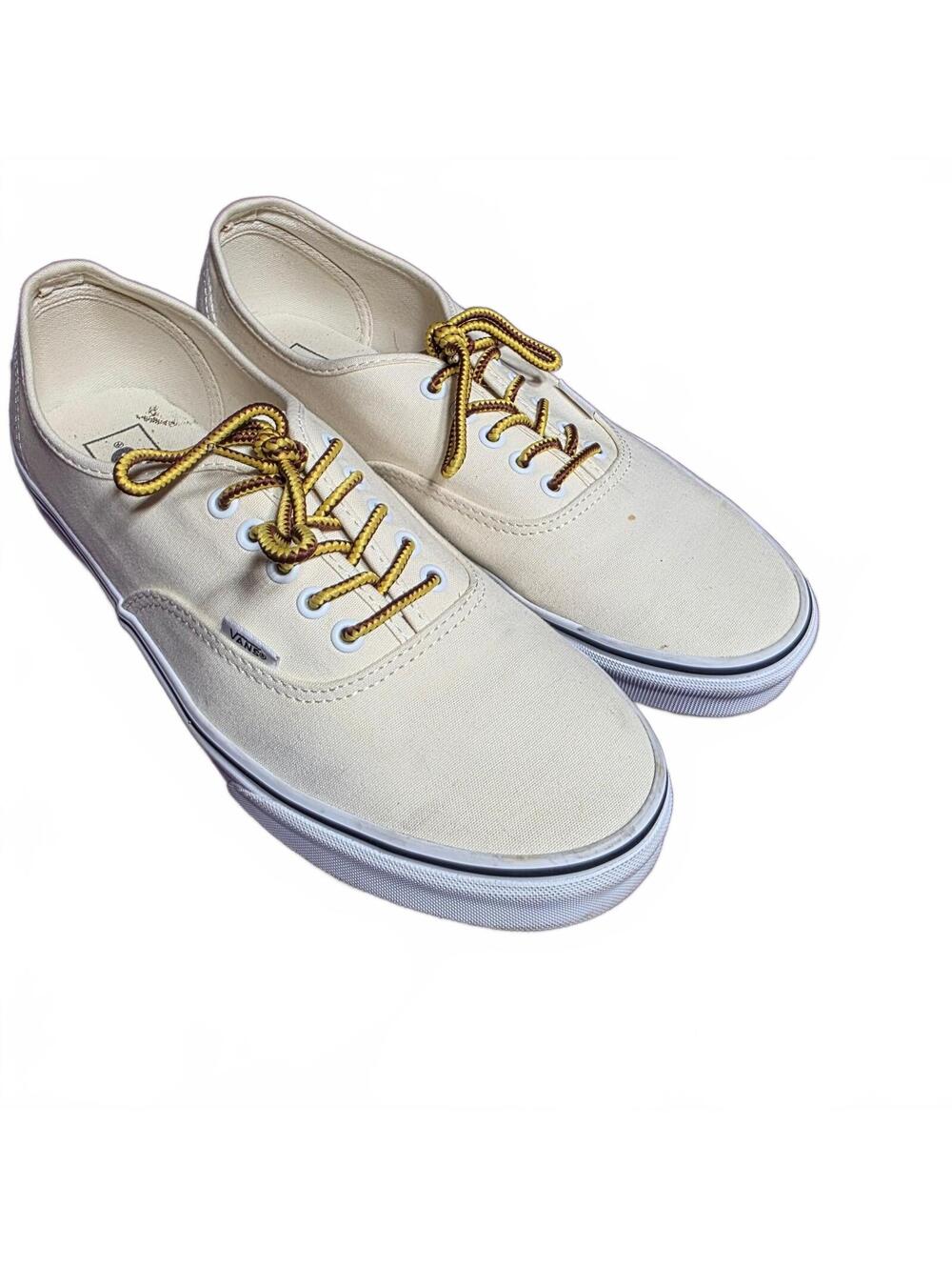 Vans Classic Canvas Sneakers Men's Size 12 Cream with Yellow Laces